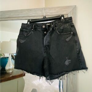 Wild Fable, 10, super hi rise cutoff black denim shorts, button fly, so cute!!